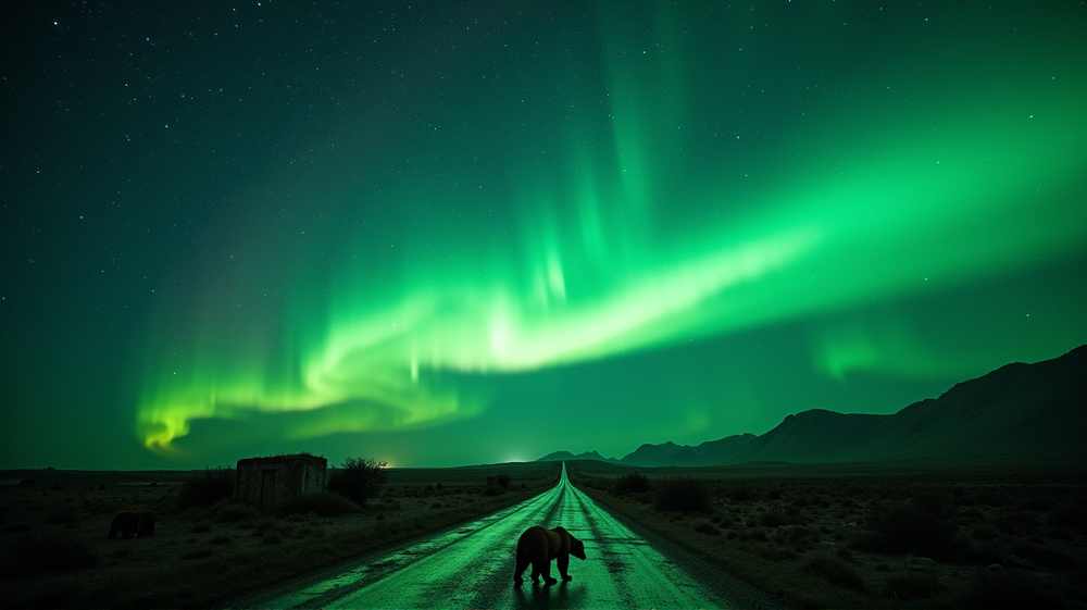 धूमकेतु 3आई/एटलस हरा चमकता है जबकि प्राचीन रोमन सड़कों पर भालू शरारत करते हैं